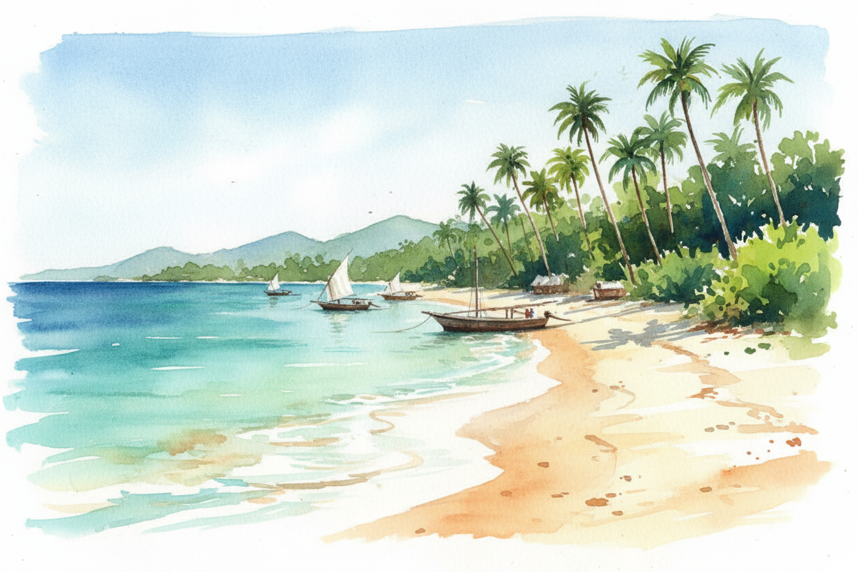 lands of Mozambique水彩手绘风格